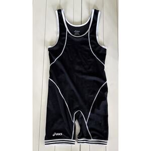 ASICS Mens Snap Down Wrestling Singlet Jumpsuit Black Size MEDIUM 135-160 lbs
